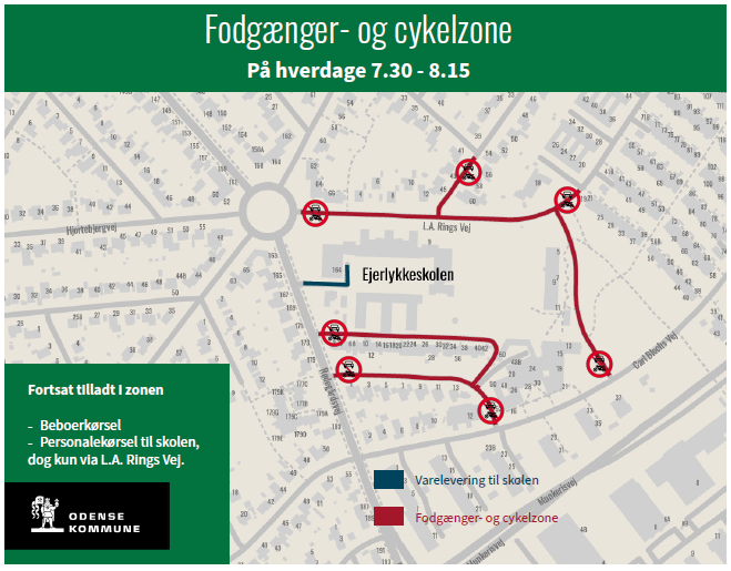 fodgænger og cykelzone